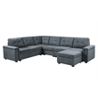 Pemberly Row Gray Woven Fabric 7-Seater Corner Sectional with Ottoman
