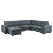 Pemberly Row Gray Woven Fabric 7-Seater Corner Sectional with Ottoman