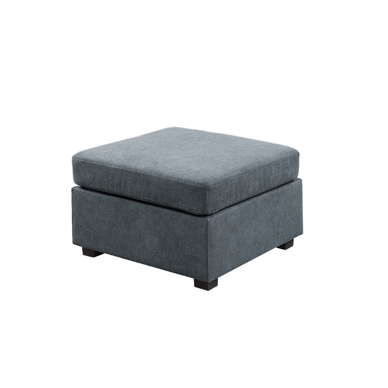 Pemberly Row Gray Woven Fabric 7-Seater Corner Sectional with Ottoman