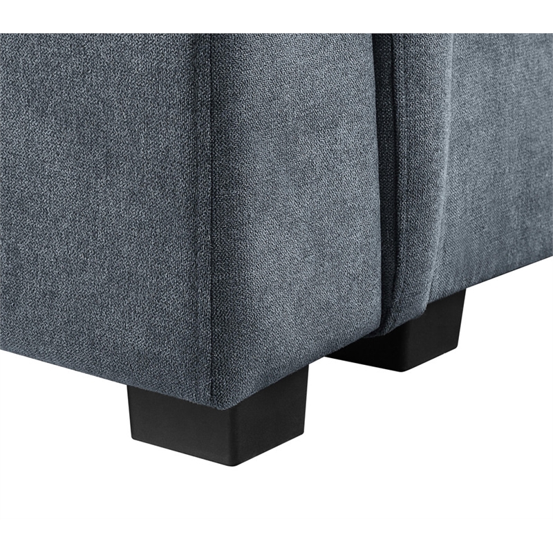 Pemberly Row Gray Woven Fabric 7-Seater Corner Sectional with Ottoman