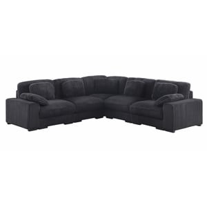 Pemberly Row 117&quot Charcoal Corduroy Reversible L-Shape Modular Sectional Sofa