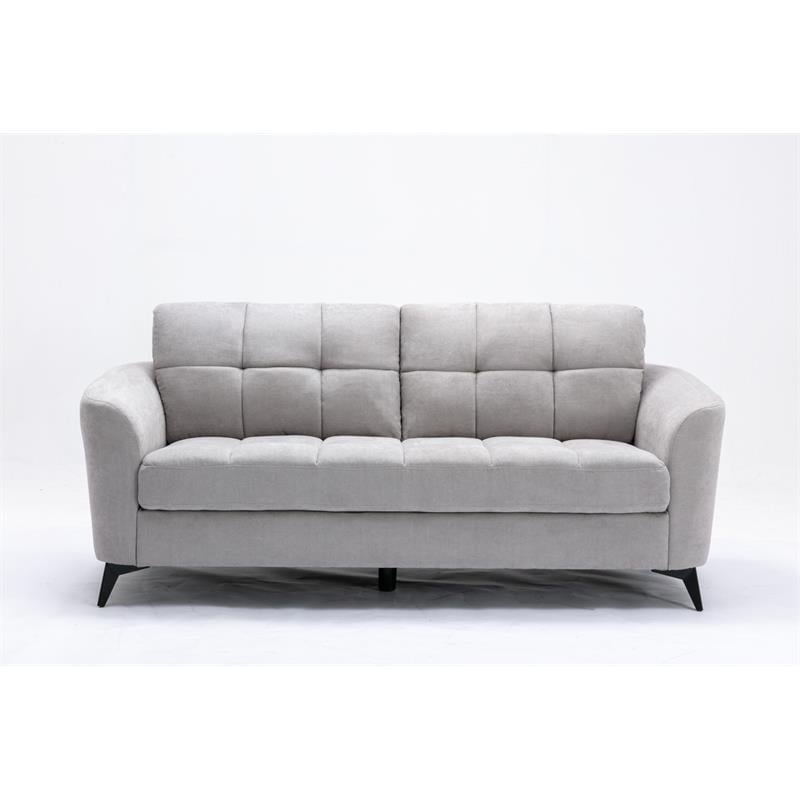 Pemberly Row Light Gray Woven Fabric Tufted Sofa and Loveseat Living Room Set