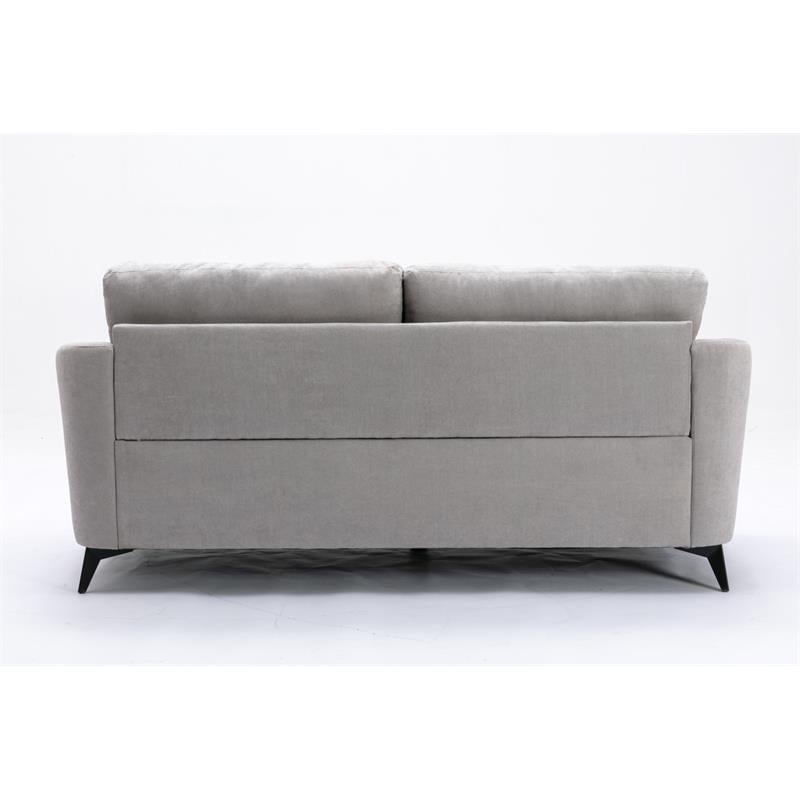 Pemberly Row Light Gray Woven Fabric Tufted Sofa and Loveseat Living Room Set