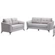 Pemberly Row Light Gray Woven Fabric Tufted Sofa and Loveseat Living Room Set