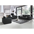Pemberly Row Black Linen Fabric Armchair with Brushed Stainless Steel Legs