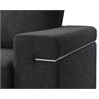 Pemberly Row Black Linen Fabric Armchair with Brushed Stainless Steel Legs