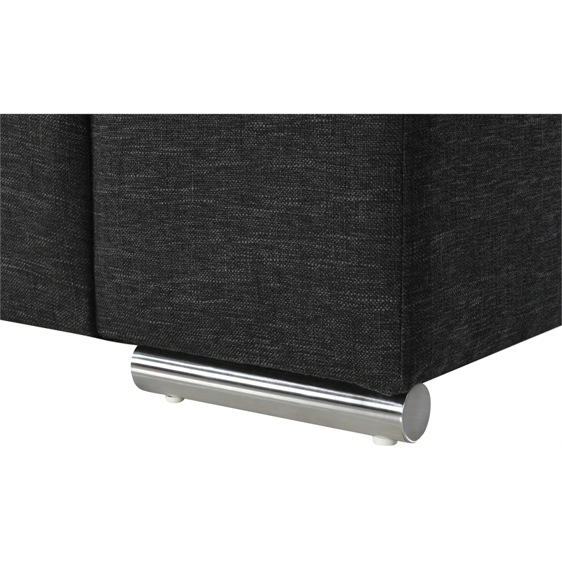 Pemberly Row Black Linen Fabric Armchair with Brushed Stainless Steel Legs