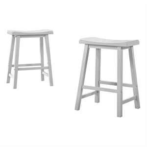 Pemberly Row Set of 2 White Backless Ergonomic Counter Height Stools