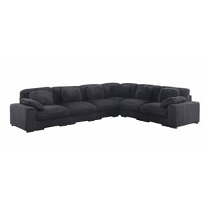Pemberly Row 151&quot Charcoal Corduroy Reversible L-Shape Modular Sectional Sofa