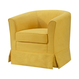Pemberly Row Yellow Woven Fabric Swivel Barrel Chair with Skirted Bottom