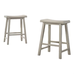 Pemberly Row Set of 2 Light Gray Wood Backless Ergonomic Counter Height Stools