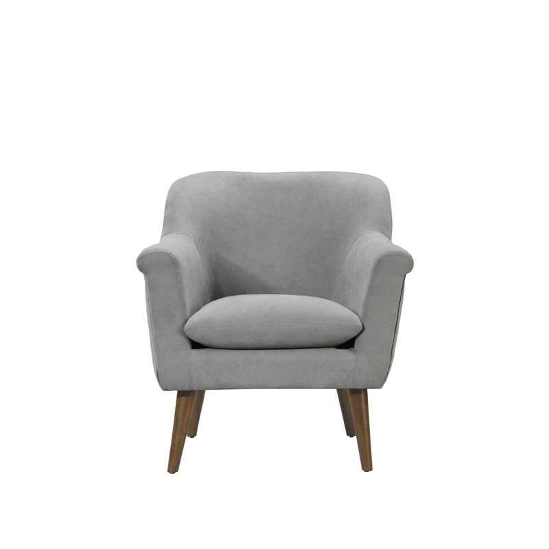 Pemberly Row Steel Gray Woven Fabric Oversized Armchair with Walnut Wood Legs