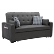 Pemberly Row Gray Fabric Sleeper Sofa with 2 USB Ports and 4 Accent Pillows