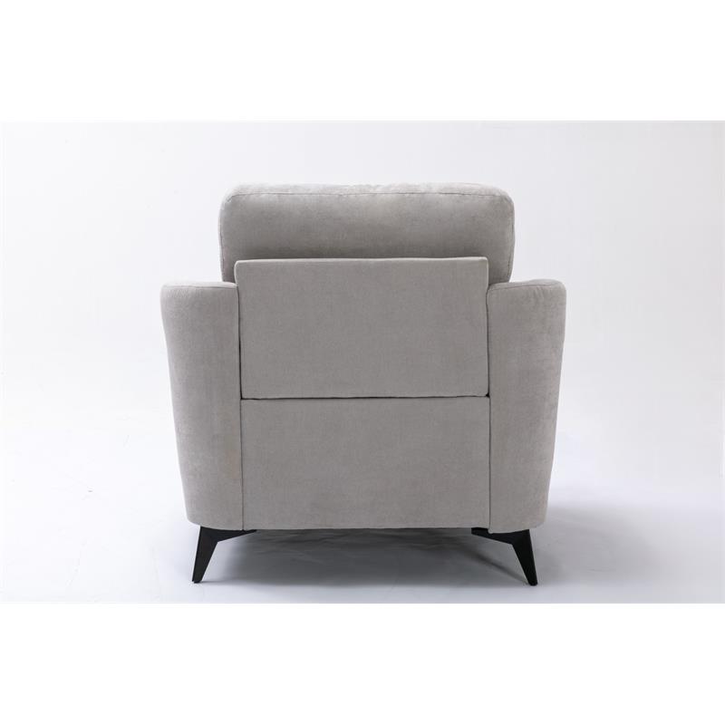 Pemberly Row Light Gray Woven Fabric Chair with Tufted Cushion and Metal Legs