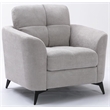Pemberly Row Light Gray Woven Fabric Chair with Tufted Cushion and Metal Legs