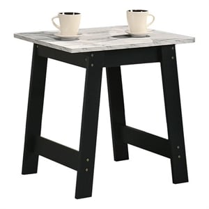Pemberly Row Black Wood End Table with Faux Marble Top Finish