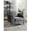 Pemberly Row Gray Velvet Modern Accent Arm Chair with Chrome Trim and Legs