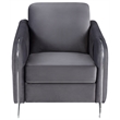 Pemberly Row Gray Velvet Modern Accent Arm Chair with Chrome Trim and Legs