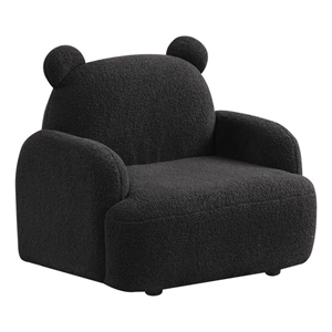 Pemberly Row 25.5&quot Black Sherpa Bear-Shaped Kids Armchair with Pocket Coils