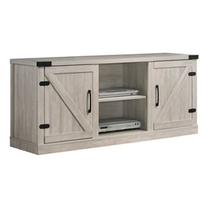 Pemberly Row Dusty Gray 58&quot TV Stand with Open Shelves and Cabinets