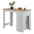 Pemberly Row Oak and White Counter Height Dining Table with Storage