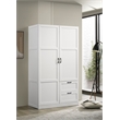 Pemberly Row White Engineered Wood Wardrobe Armoire with Drawers and Shelves