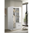 Pemberly Row White Engineered Wood Wardrobe Armoire with Drawers and Shelves