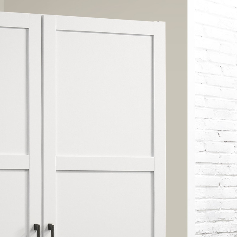 Pemberly Row White Engineered Wood Wardrobe Armoire with Drawers and Shelves