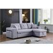 Pemberly Row Light Gray Linen Reversible Sleeper Sectional with Storage & Stools