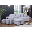 Pemberly Row Light Gray Linen Reversible Sleeper Sectional with Storage & Stools