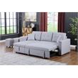 Pemberly Row Light Gray Linen Reversible Sleeper Sectional with Storage & Stools