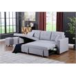 Pemberly Row Light Gray Linen Reversible Sleeper Sectional with Storage & Stools