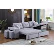 Pemberly Row Light Gray Linen Reversible Sleeper Sectional with Storage & Stools