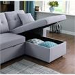 Pemberly Row Light Gray Linen Reversible Sleeper Sectional with Storage & Stools
