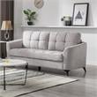 Pemberly Row Light Gray Woven Fabric Sofa with Tufted Cushion and Metal Legs