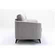 Pemberly Row Light Gray Woven Fabric Sofa with Tufted Cushion and Metal Legs