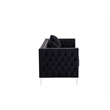 Pemberly Row Button Tufted Black Velvet Glam Sofa with Chrome Legs and Pillows