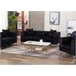 Pemberly Row Button Tufted Black Velvet Glam Sofa with Chrome Legs and Pillows