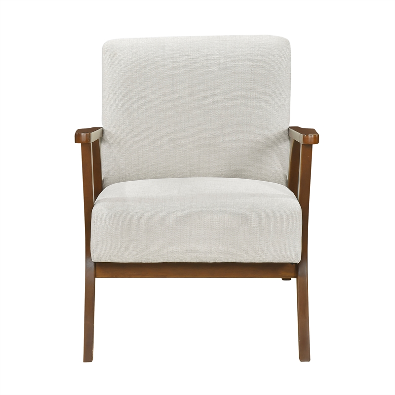 Pemberly Row Chenille Accent Armchair with Pocket Coil Support in Beige