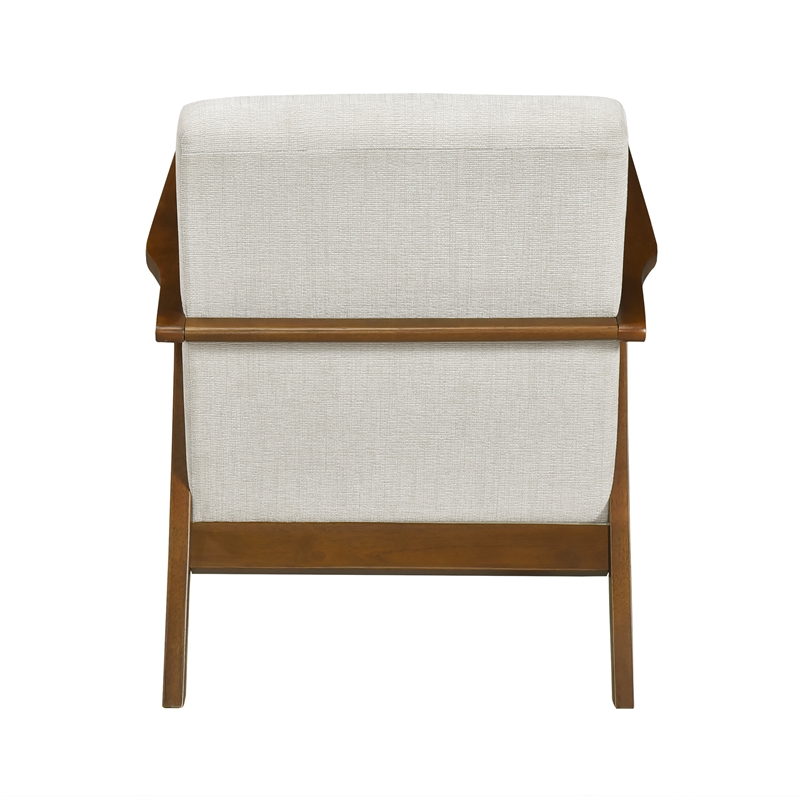 Pemberly Row Chenille Accent Armchair with Pocket Coil Support in Beige