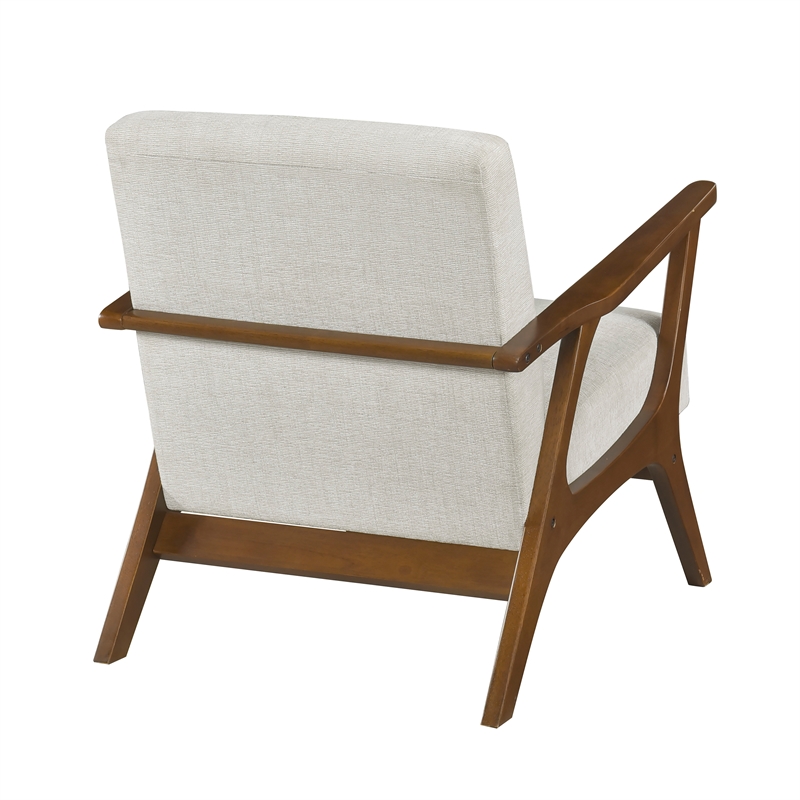 Pemberly Row Chenille Accent Armchair with Pocket Coil Support in Beige