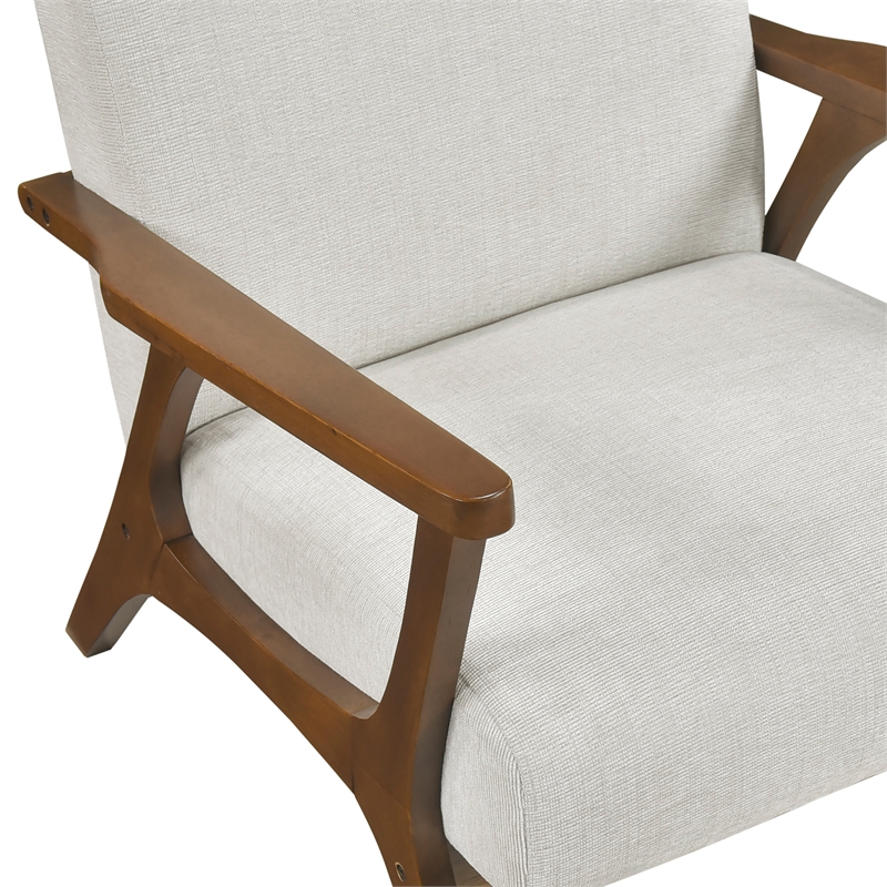 Pemberly Row Chenille Accent Armchair with Pocket Coil Support in Beige