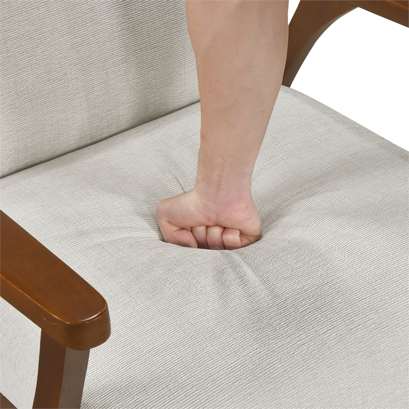 Pemberly Row Chenille Accent Armchair with Pocket Coil Support in Beige