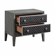 Pemberly Row Wire-Brushed Gray Nightstand with Quilted Faux Leather Drawers