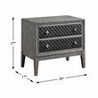 Pemberly Row Wire-Brushed Gray Nightstand with Quilted Faux Leather Drawers