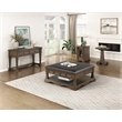 Pemberly Row Hardwood Cocktail Table Ottoman with 4 Drawers and Shelf in Brown