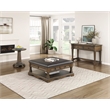 Pemberly Row Hardwood Cocktail Table Ottoman with 4 Drawers and Shelf in Brown