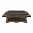 Pemberly Row Hardwood Cocktail Table Ottoman with 4 Drawers and Shelf in Brown