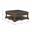 Pemberly Row Hardwood Cocktail Table Ottoman with 4 Drawers and Shelf in Brown