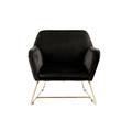 Pemberly Row Modern Soft Velvet Accent Arm Chair with Gold Metal Base in Black
